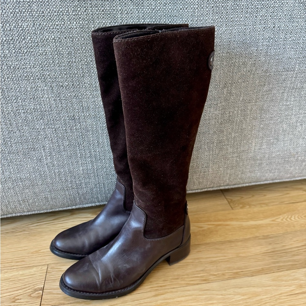 Etienne Aigner Brown Suede Riding Boots Size 7